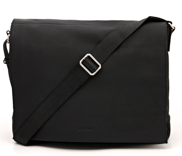 Bovari echt Leder Messenger Bag Model Metz - schwarz/black - Limited Premium Edition