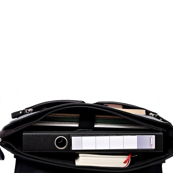 Bovari echt Leder Herren Premium Aktentasche Umhängetasche Laptop-Tasche 13 bis 15 Zoll Model Lyon